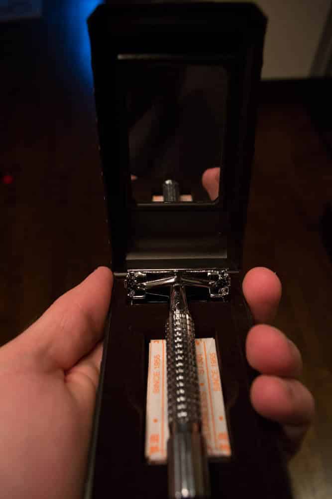 dorco prime razor fits into the palm of hand - tools of men
