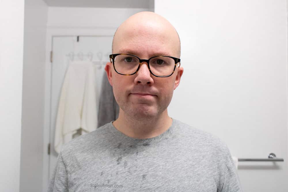 man looking straight after shaving with gillette skinguard