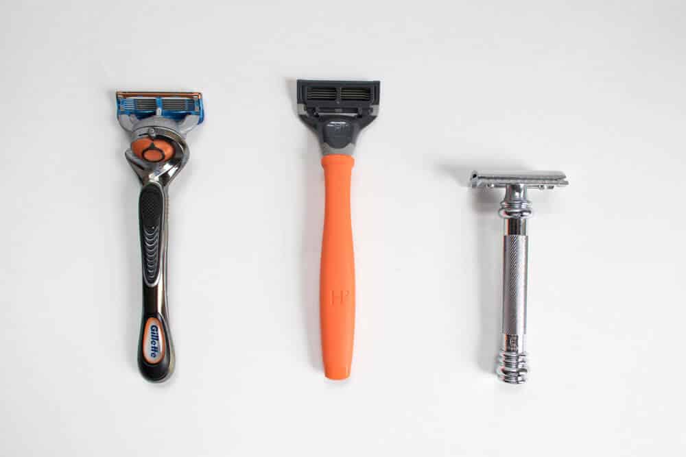 harrys razor next to merkur and gillette razors