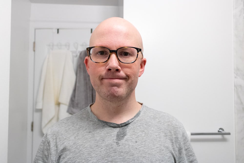 man looking straight to demonstrate results after shaving with merkur 23c