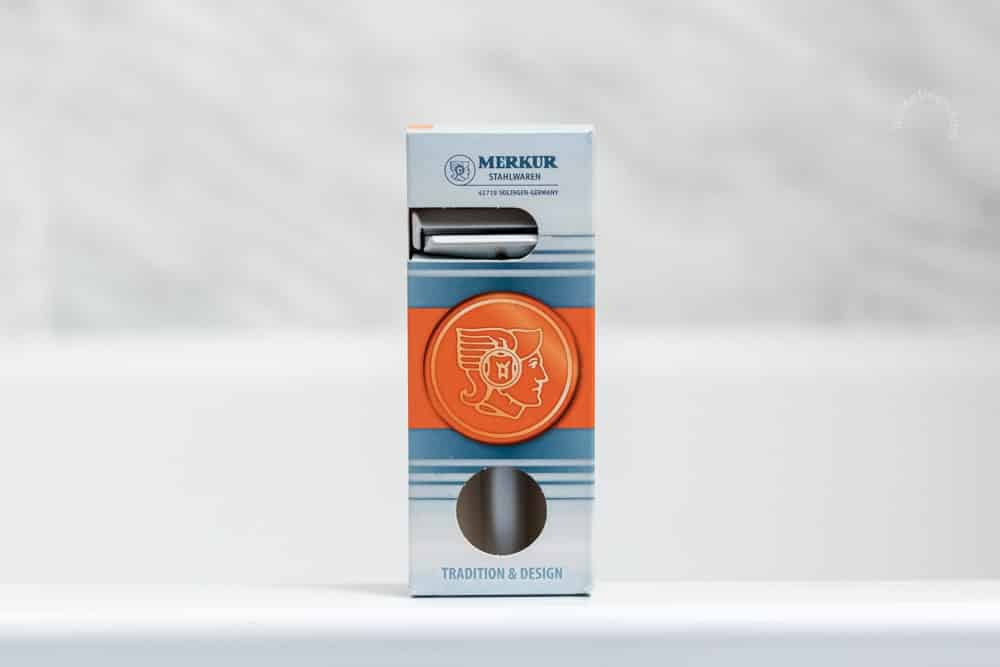 merkur futur in box on bathtub ledge